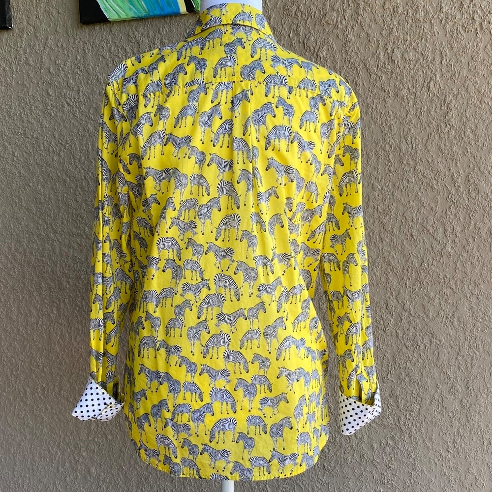TALBOTS Cotton Button Front Shirt 'GRAZING ZEBRA' Sz M - Picture 3 of 8